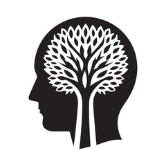 mental health vector silhouette outline logo design concept illustration