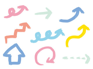 手描きあしらいセット　矢印　カラフル　ペイント