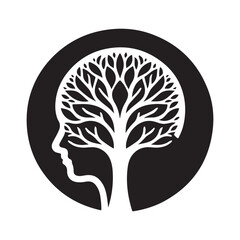 mental health vector silhouette outline logo design concept illustration