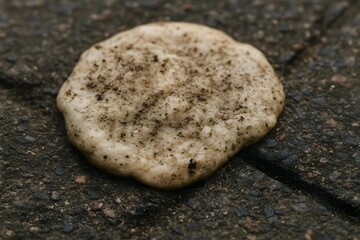 Dirty Chewing Gum Stuck on Pavement Asphalt Closeup Urban Texture