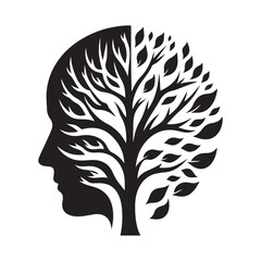 Obraz premium mental health vector silhouette outline logo design concept illustration