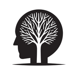 Naklejka premium mental health vector silhouette outline logo design concept illustration