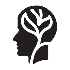 mental health vector silhouette outline logo design concept illustration