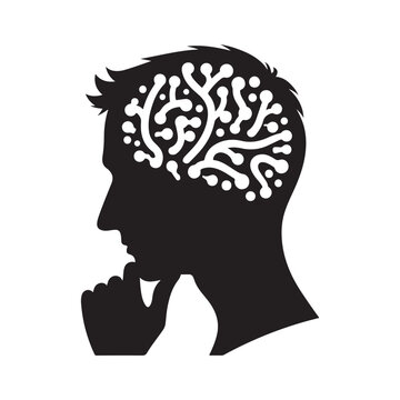 recommend clip art: mental health vector silhouette outline logo design concept illustration
