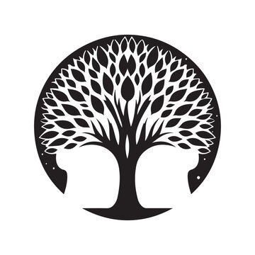 recommend clip art: mental health vector silhouette outline logo design concept illustration