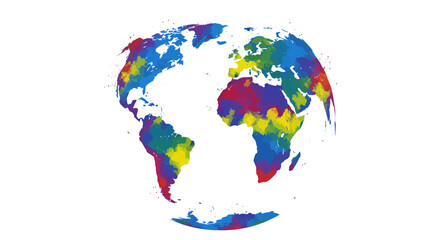 Obraz premium High-resolution vector world map illustration, available as a PNG file, featuring a colorful, stylized design ideal for presentations, websites, and educational materials. Download this versatile