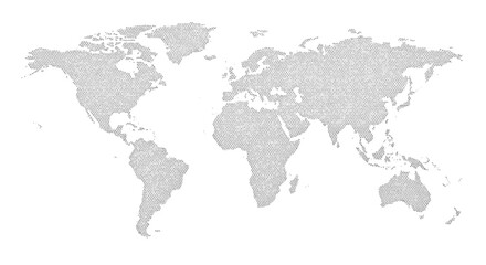 Obraz premium A modern, textured vector world map illustration, depicting global continents and countries, suitable for various design and educational projects.