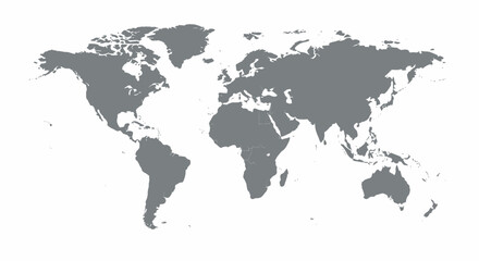 Obraz premium A detailed gray world map illustration presented as a clean vector graphic, perfect for global business and travel concepts.