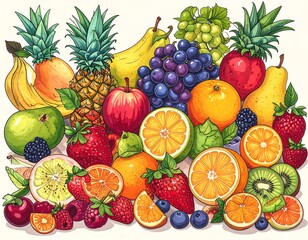 Vibrant assortment of fresh fruits