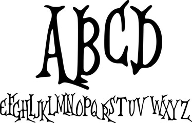 Creepy Halloween alphabet A–Z in gothic style. Perfect for spooky posters, party invitations, typography, stickers, haunted house decor, and scary holiday designs. EPS Format
