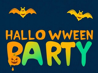 Obraz premium Spooky halloween party invitation with bats and colorful text