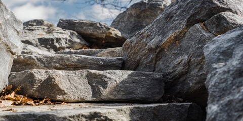 Stone steps ascending a rocky incline