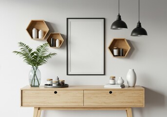 Modern Interior with Hexagonal Shelves