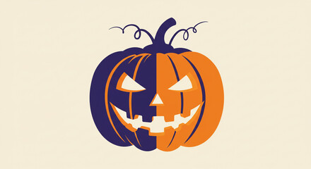 Fototapeta premium Spooky Halloween pumpkin illustration with vibrant colors, perfect for festive designs and promotions