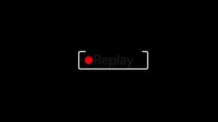 Animated replay text sign on a black background. Ideal for use in video editing, sports highlights, film recaps, and gameplay content. Clean and impactful replay animation for editors and creators.