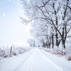 Fototapeta premium Winter road through trees