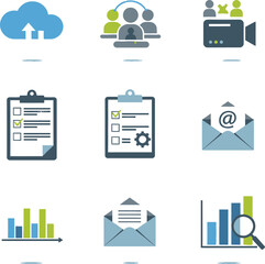 Abstract Office Icons and Seamless Vector Patterns | Minimal, Flat, Isometric, Business, Corporate Design Elements