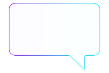 3D glassmorphism speech bubble border with gradient glossy effect. Clean minimal shape for communication, dialogue, and modern UI design