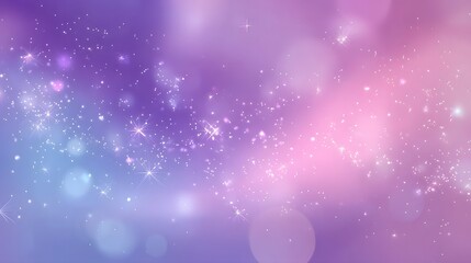 Obraz premium A gentle, ethereal backdrop featuring a soft gradation of purple and pink hues, sprinkled with glittering particles.