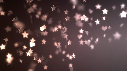 A romantic, soft-focus design with shimmering stars and hearts in a muted rose gold tone.