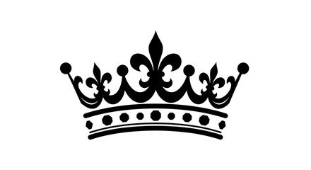An elegant black silhouette of a royal crown, featuring ornate flourishes and a classic design, perfect for luxury branding and regal graphic projects.
