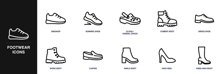 Footwear Line Icon Set