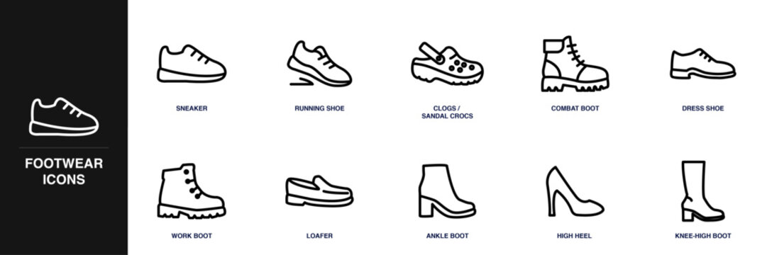 Footwear Line Icon Set
