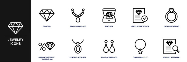 Jewelry Line Icon Set