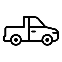 Pickup Truck Line Icon of Vehicle Types Icon Set