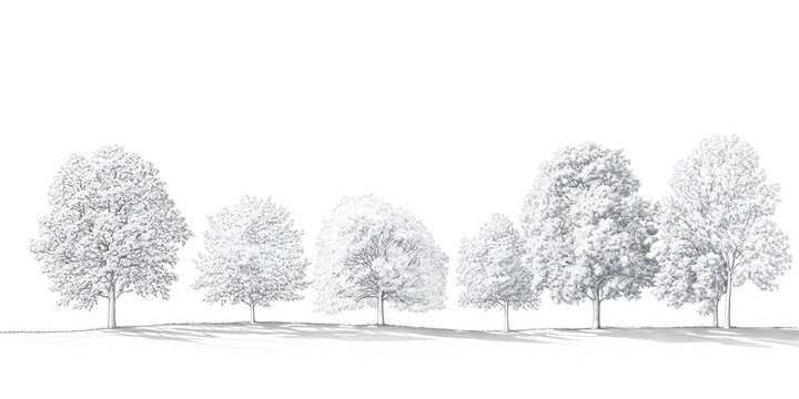 Artistic outline of trees drawn with fine linework