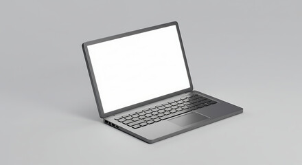 Realistic emoji of a laptop computer, slightly open, glowing screen