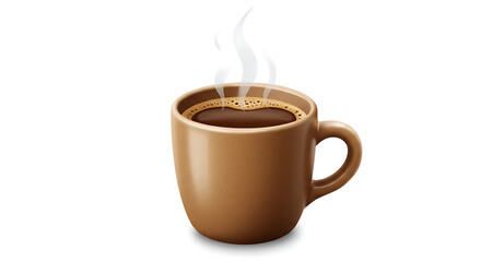 Fototapeta premium Realistic emoji of a steaming cup of coffee, ceramic mug with rich details