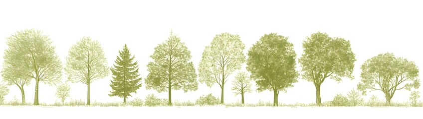 Obraz premium Minimalist line drawing of forest trees in black and white