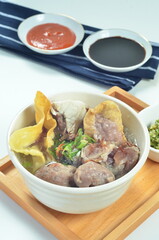 Meatball soup, the most popular street food in Indonesia