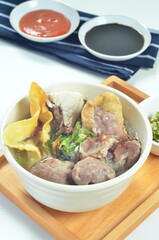 Meatball soup, the most popular street food in Indonesia