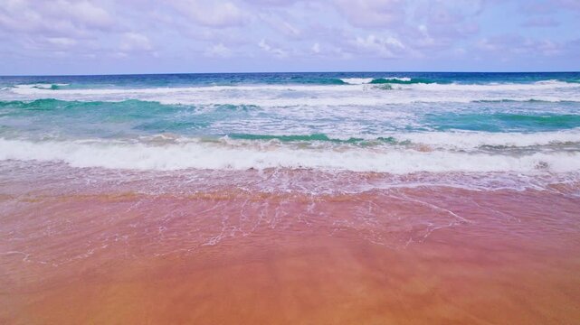 Aerial view drone shot of Tropical beach sea surface,Beautiful beach background