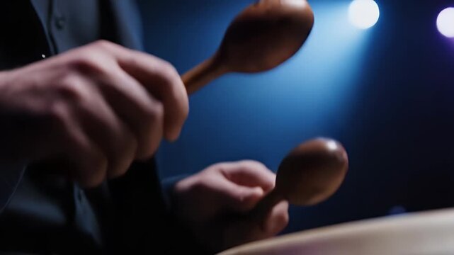 Percussionist playing claves