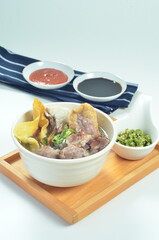 Meatball soup, the most popular street food in Indonesia