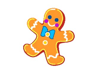 Obraz premium ation of mosaic pixel Stylized of Pixel gingerbread man isolated on white background