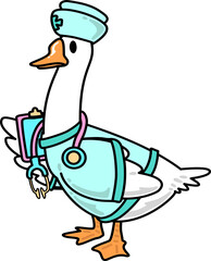 Groovy Nurse Goose Doodle Cartoon