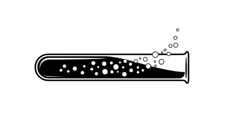 Sleek monochrome test tube brimming with dark liquid and emerging effervescent bubbles © udin