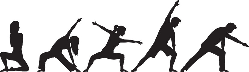 Diverse Yoga and Pilates Pose Silhouettes