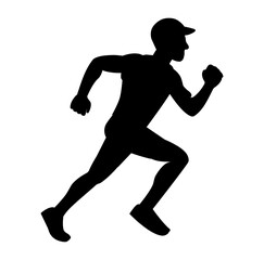 Cartoon Silhouette Athlete Running In Competition Simple Logo Design Icon Digital