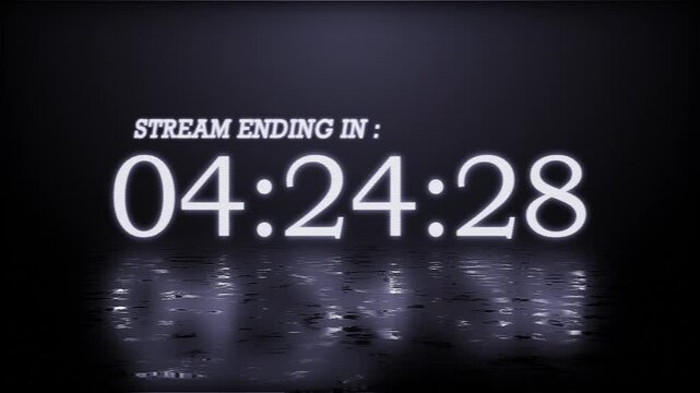 white clean countdown for live stream ending soon, 5 minute timer, tech aesthetic for gaming, outro, wait screen Animation of glowing neon 5 minute countdown timer .5 minute stopwatch , analog neon