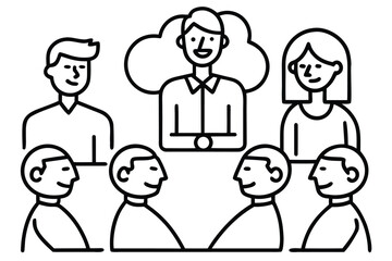 Fototapeta premium simple-line-illustrations-of-team-collaboration-an