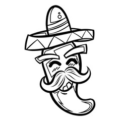 Chili line drawing. It is a vector illustration.