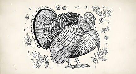 hand drawn big turkey