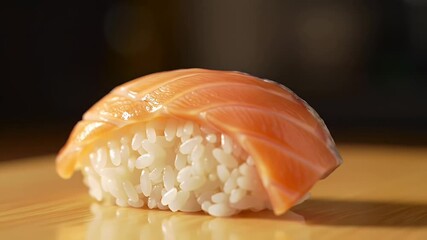Fresh Salmon Nigiri A Close-Up View of a Delicious Japanese Sushi Delight