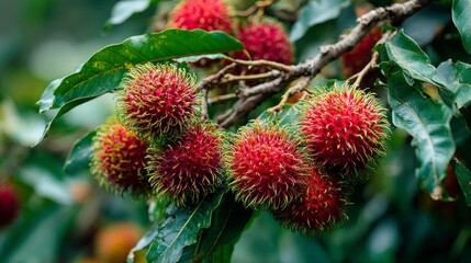 Rambutan fruit on branch