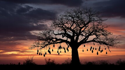 Fototapeta premium Silhouette tree sunset